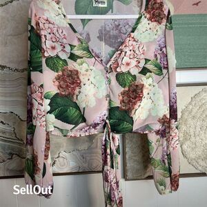 Show Me Your MuMu Women's Floral Tunic Blouse Size M Long Sleeve